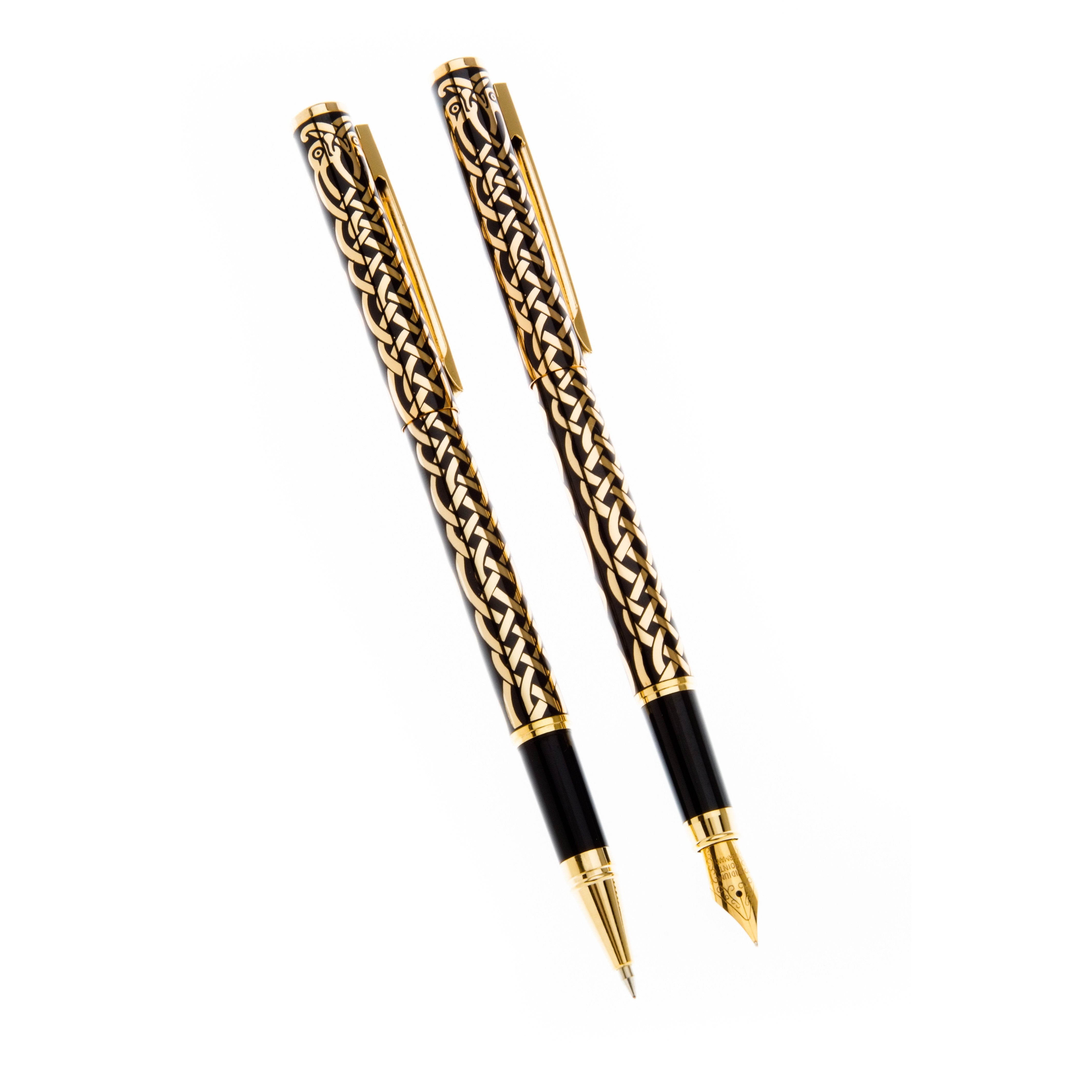 Celtic Bird Design Rollerball and Fountain Pen Set